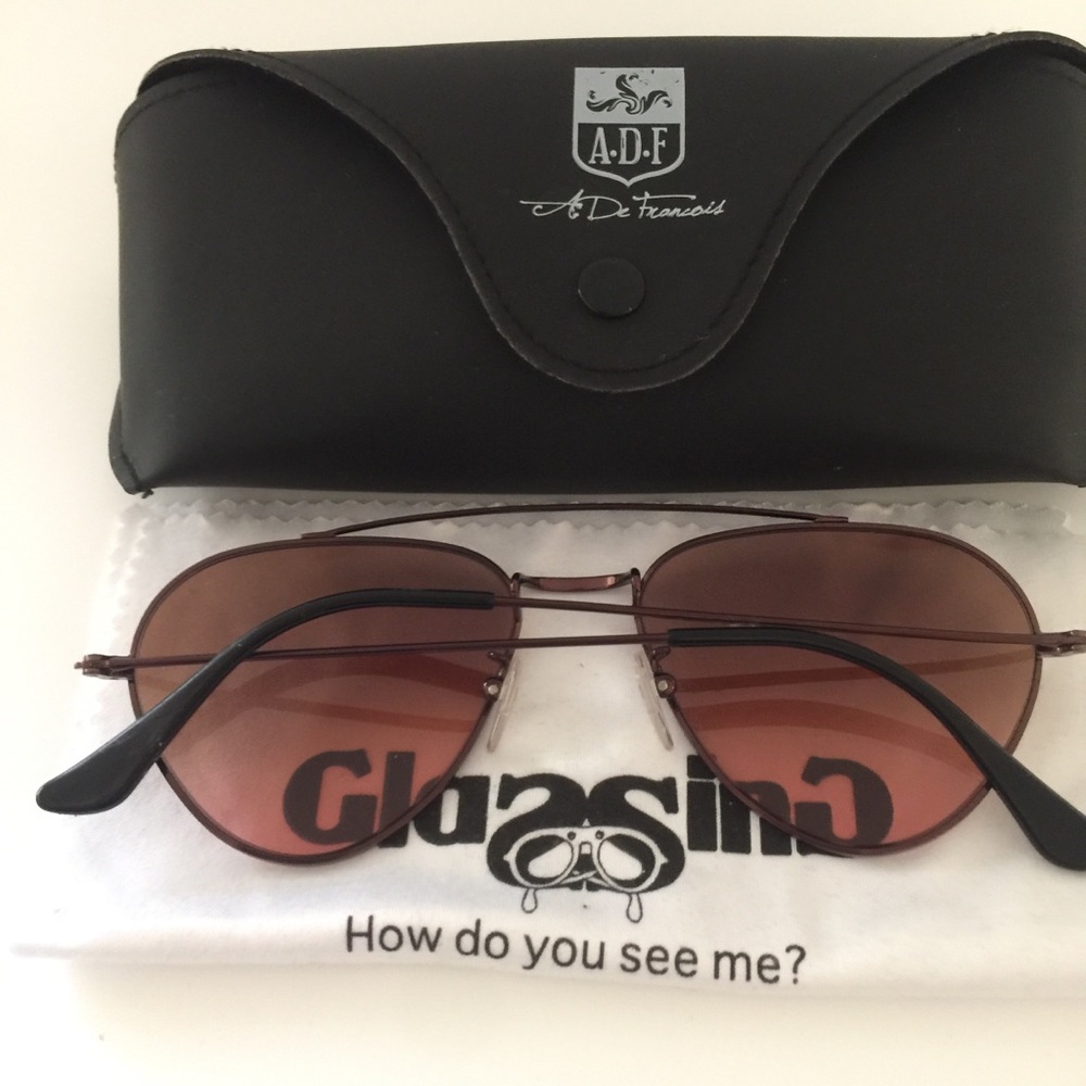 GLASSING ADF MOD AVIATOR SUNGLASSES BRONZE UNISEX NEW